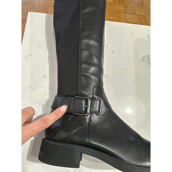 Nine West Women's Black Leather Buckle Strap Tall Riding Boots, Size 6.5, EUC - Picture 7 of 10